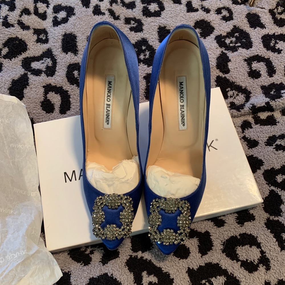 Manolo Blahnik Blue Hangisi Heels